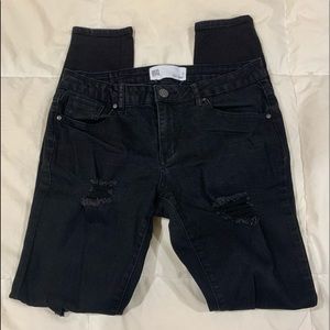 RSQ Mid-Rise Distressed Ibiza Skinny Jeans Black